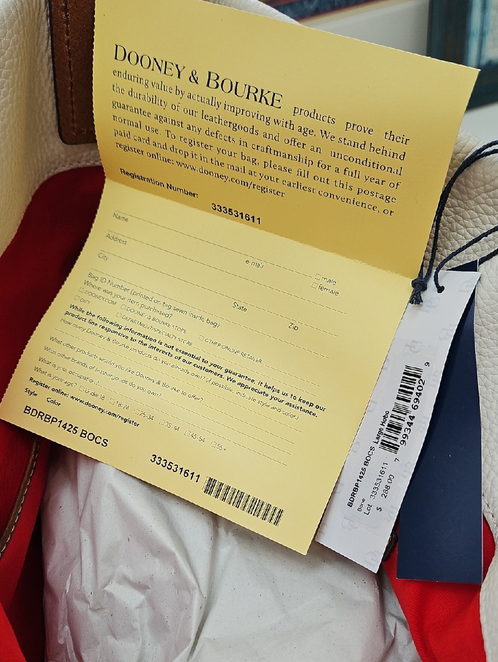 Dooney & Bourke Bone Pebble Leather Hobo Bag - Picture 6 of 16